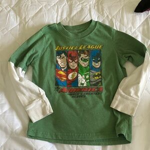 Justice League Green & White Kids Long-Sleeve Layered Tee